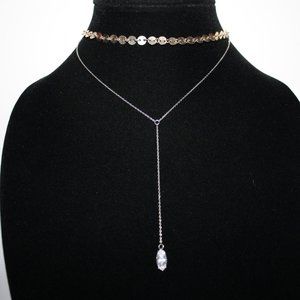 Vintagejelyfish Jewelry - Beautiful gold and silver cz choker drop necklace Vintagejelyfish Jewelry - Beautiful gold and silver cz choker drop necklace